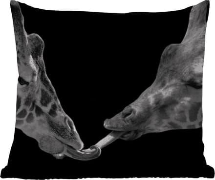 Tuinkussen - Dieren - Zwart - giraffe - Wit - Portret - 40x40 cm - Weerbestendig