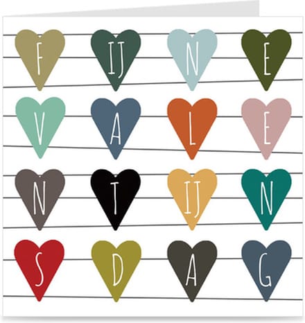 FIJNE VALENTIJNSDAG | kaart met hartjes / wenskaart met envelop