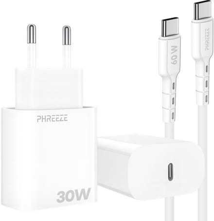Usb C snellader met usb C kabel 30w - Usb C power adapter - Usb C naar usb C - 1m