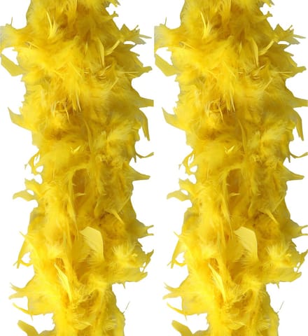 Veren Boa - 2 stuks - Carnaval verkleed accessoire - geel - 180 cm