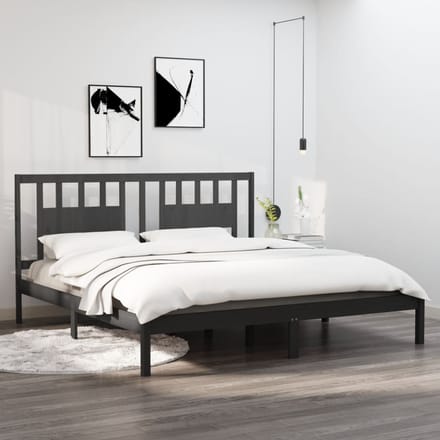 vidaXL - Bedframe - massief - grenenhout - grijs - 200x200 - cm