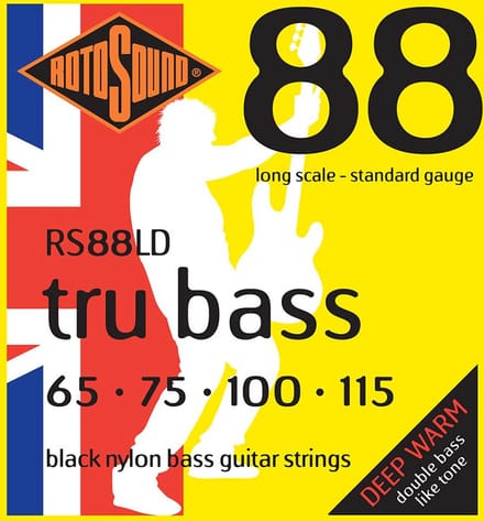 Rotosound Tru Bass 88 Snarenset Basgitaar Black Nylon Flatwound Short Scale (065-115)