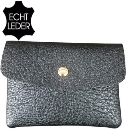 THL Design - Kleine Portemonnee Dames - Mini Portemonnee - Echt Leer - Zwart