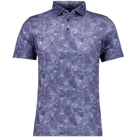 Ragman Polo Soft Knit Subtle Abstract Leaves Night Blue / male