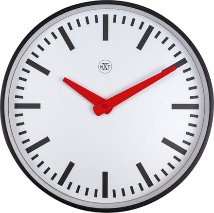 nXt Newcastle – Stationsklok – 25 cm – Metaal – Wit – Stille klok