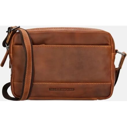 Hide & Stitches Japura Crossbody Schoudertas 100% Leder - Leren Dames Tas - Cognac