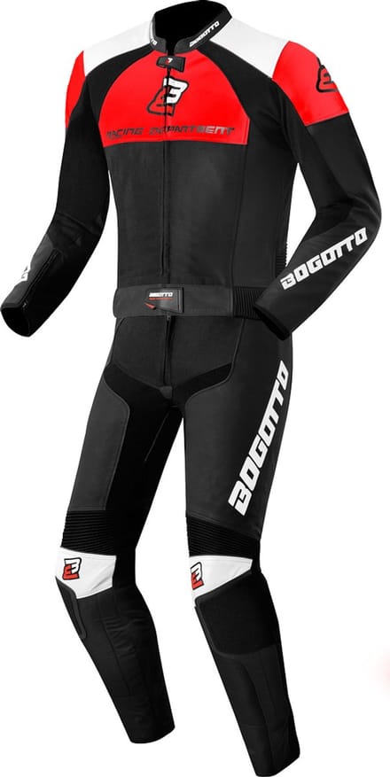 Bogotto Losail Zwart Wit Rood 2-Delig Motorpak - Racepak