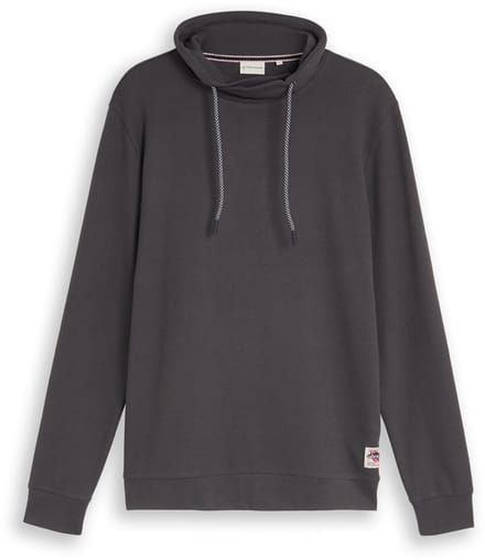 Tom Tailor - Snood-shirt met lange mouwen en wafelstructuur - Maat S - Tarmac Grey