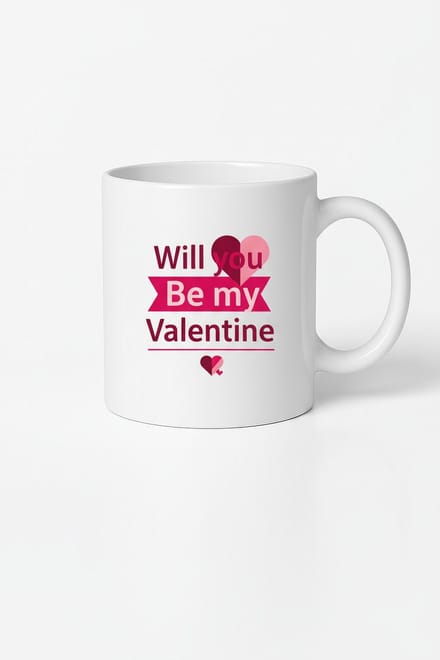 Valentijn Mok 'Will you Be my Valentine' met Romantisch Hartjes Design - Cadeau Liefde