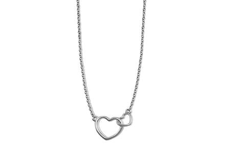 Ketting met 2 hartjes Zilver XN005S 42-45cm