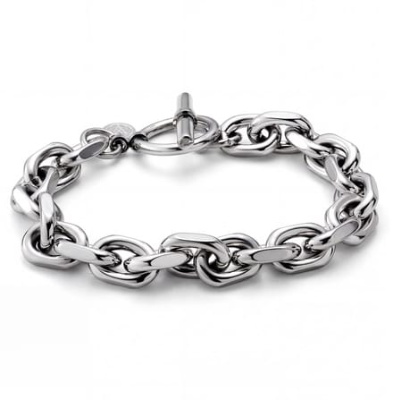New Classics | Zilverkleurige roestvrijstalen O-linkarmband met toggle-sluiting