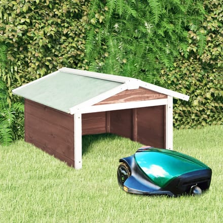 vidaXL - Overkapping - voor - grasmaaier - 72x87x50 - cm - vurenhout - mokka - en - wit