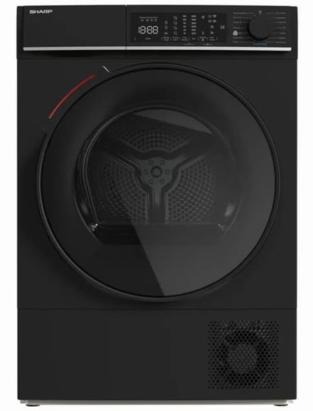 Sharp KDWNL0S9BDBE - warmtepomp droger - 10KG - energie label D - 15 programma's - WIFI - LED trommelverlichting - white LED display - mat zwart