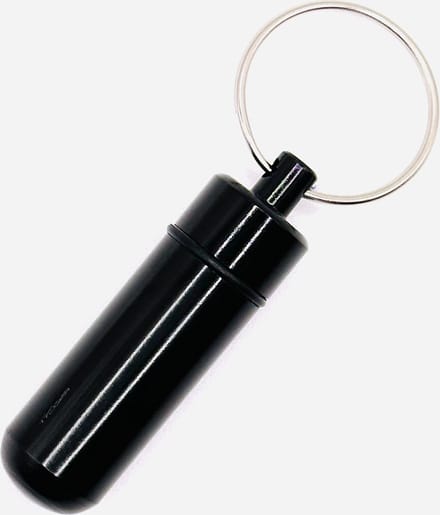 Waterdichte Aluminium Pillendoos Sleutelhanger - Zwart