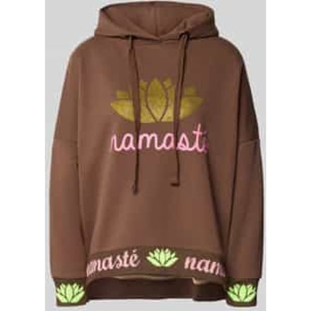 Hoodie met siersteentjes en extra brede schouders