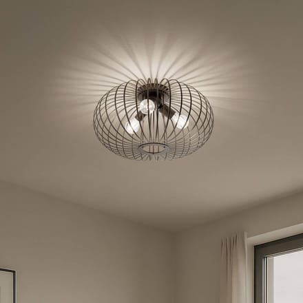 Domiluce Plafondlamp Globe, koffie, Ø 51 cm, metaal, 3-lamps, E27