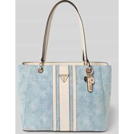 GUESS schoudertas Noelle II Tote Denim Logo Lichtblauw