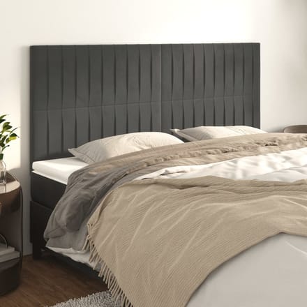 vidaXL - Hoofdbord - donkergrijs - 200x5x118/128 - cm - Fluweel