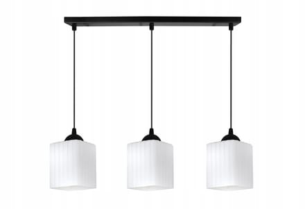 Moderne hanglamp RIFFLE zwart/wit glas, 3x E27, 68cm breed