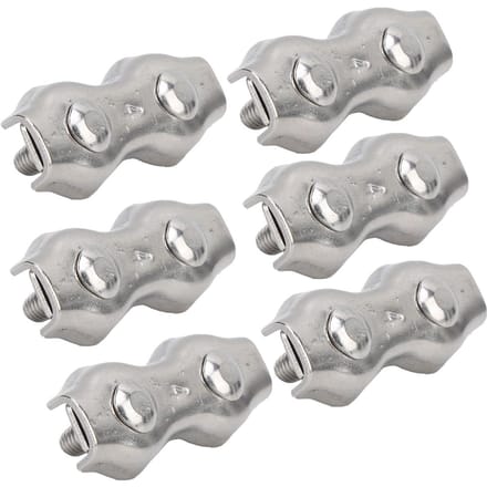 6 pièces Serre-câbles duplex Câble Pinces Acier Inoxydable Duplex Serre-câble à 2 étriers pour Câble M4