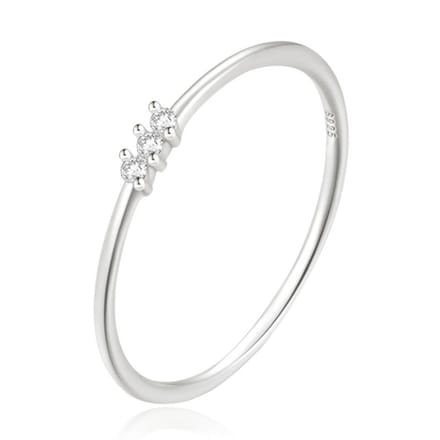 Elenza Thin .925 Zilveren Ring met Drie Zirconia's – 1mm-17mm