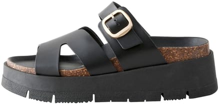 Next - Dames - Leren sandalen met gesp en bandjes - Zwart