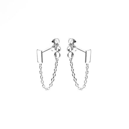 Karma 925 Sterling Zilveren Chain Rectangle Oorknoppen  - Zilver