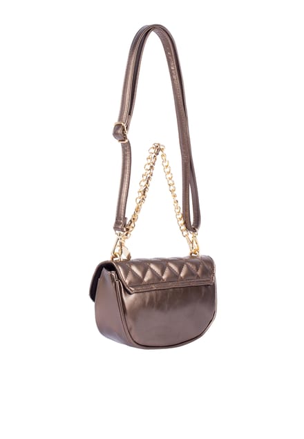 Faina Schoudertas in metallic look Dames DONKER GOUD