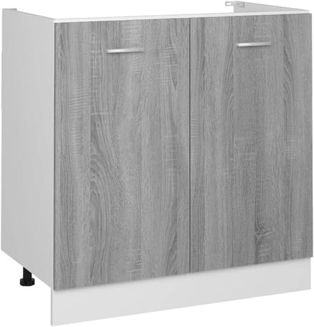 Keukenkast Onderbouw Wastafelmeubel 80 cm Breed Hout Grijs Sonoma Eiken