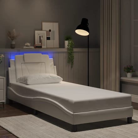 vidaXL - Bedframe - "Viana" - met - LED - zonder - matras - wit - 90x200 - cm