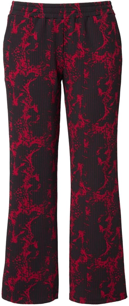 MIAMODA - Dames - Jersey broek allover-motief elastische tailleband - Zwart - Maat 52