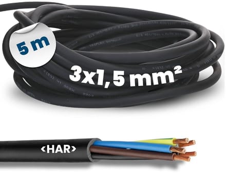 Flexibele Rubberen Elektrakabel H07RN-F 3G1,5 Buiten - UV- & Oliebestendig