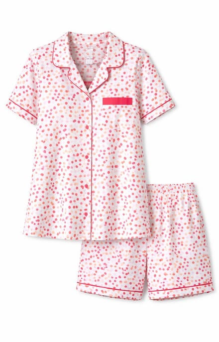 Comtessa - Dames Shortama Met Doorknoop Jasje - Katoen - Pink Dots - Maat 46