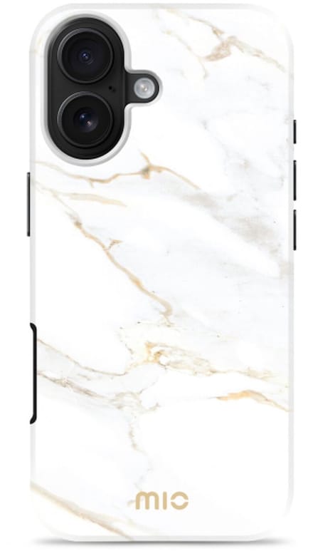 MIO Hoesje Geschikt voor Apple iPhone 17 - Compatibel met MagSafe / Qi2 - Hard Shell Back Cover Case White Marble