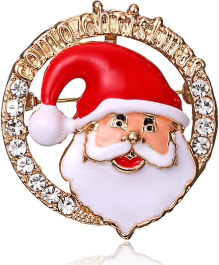 Kerstbroche met Strass Kerstman Broche - Bling Bling Sieraad voor Kerst