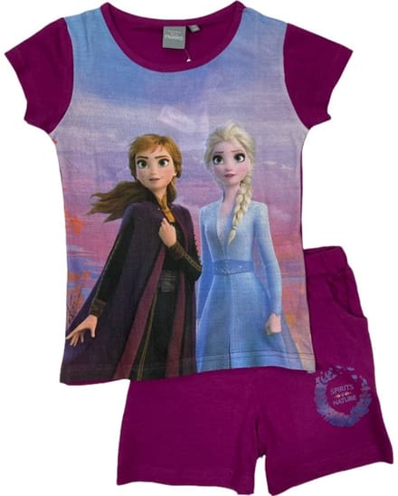 Frozen II - Shortama - Paars - Maat 128 - Anna en Elsa - Kinderpyjama
