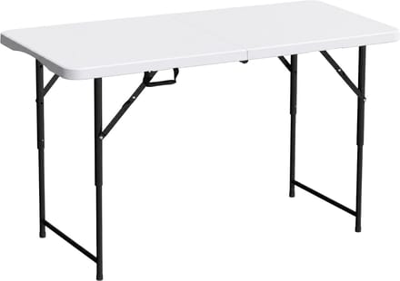 ADSafety Inklapbare Tafel - Campingtafel - Klaptafel - Vouwtafel Buiten - Tuintafel - 3 Hoogtes - 122 x 60 x 74 cm - Wit
