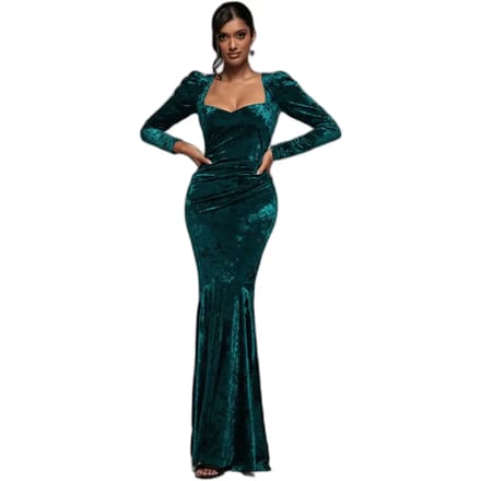 Maxi Fladderende Velours Jurk Dames Goddiva