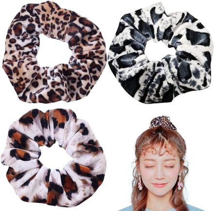 Dailygoods- Haarelastiekjes 3 Stuks - Elastische Haarbanden - Scrunchie - Luipaardprint - Haaraccessoires - Comfortabele Grip