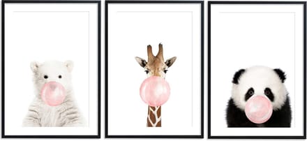 Posters Baby Dieren - Papier - Multicolor - 3 Stuks - 21x30cm