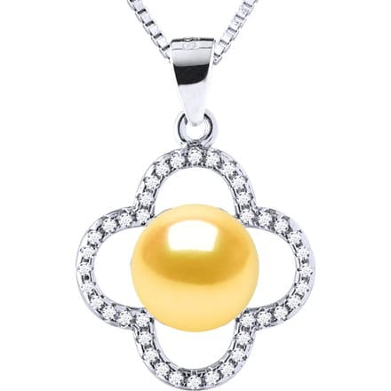 Clover Ketting Zoetwaterparel 9-10mm Golden 925