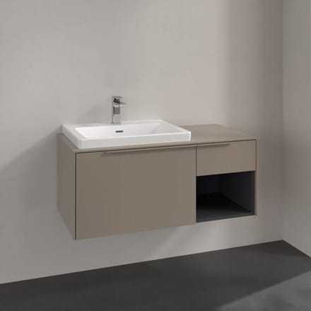 Villeroy & Boch Subway 3.0 vanity unit 100.1 cm, 2 drawers shelf right, handles monochrome C57202VM