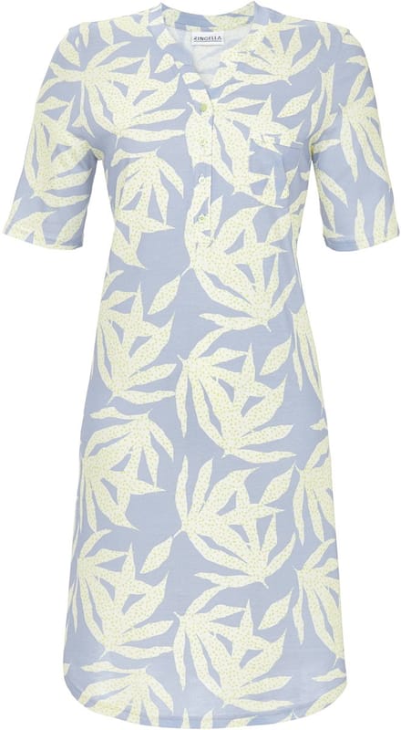 Blauw flora nachthemd Ringella - Blauw - Maat - 48