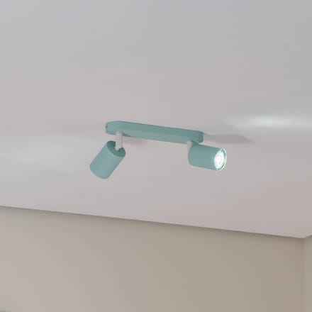 TK Lighting Plafondspot Livia, mintgroen, 35 cm, 2-lamps, metaal, GU10