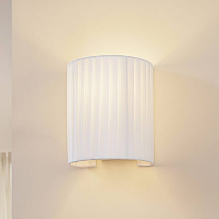 Lindby - Wandlamp - 1licht - Textiel, ijzer - H: 21 cm - E27 - wit