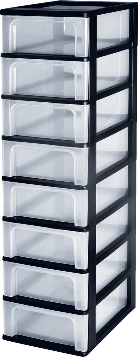 IRIS Organizer Chest ladesysteem A4 - 8 x 7L - Zwart/Transparant