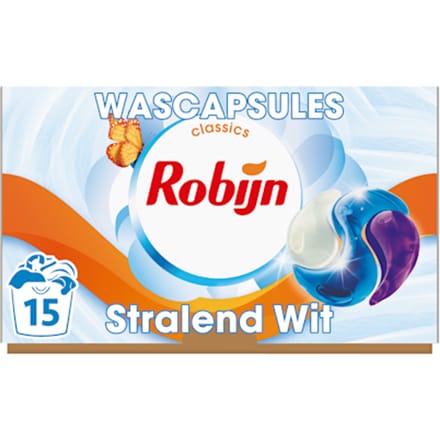 Robijn 3-in-1 wascapsules stralend wit 15 wasbeurten