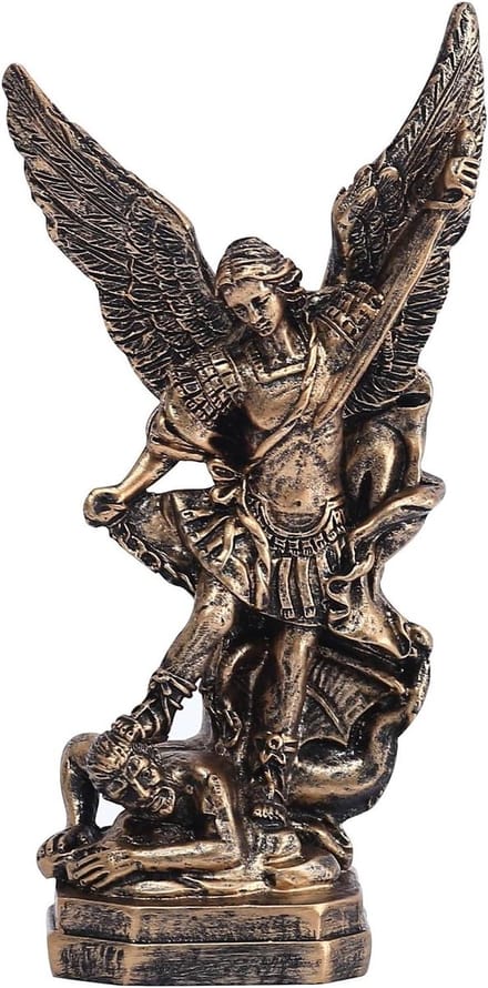 Bronzen Engel Beeld - Aartsengel Michael - Religieuze Decoratie - Handgeschilderd Bronzen Afwerking - 132 cm - Brons