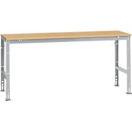 Manuflex basistafel UNIVERSAL Standaard, tafelblad multiplex, 2000 x 800, aluminium zilver