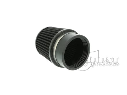 Universeel zwart luchtfilter 90mm lang met 76mm aansluiting